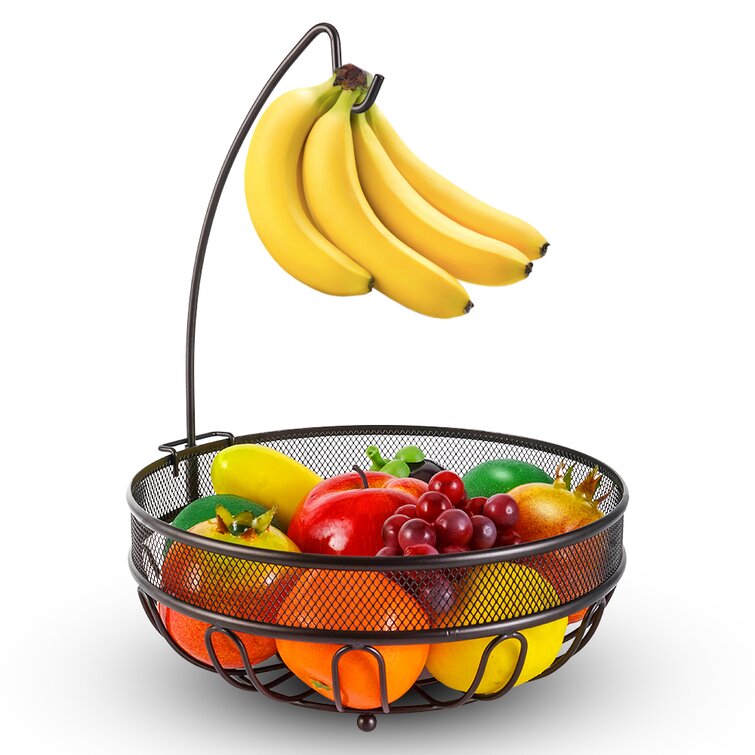 Fuleadture Fruit Basket With Banana Hanger Bronze Wayfair Ca   Fruit Basket With Banana Hanger(Bronze) 